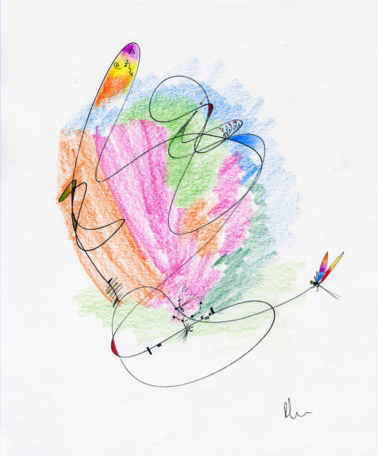 Dragonfly Following a Lead - 8" x 10"